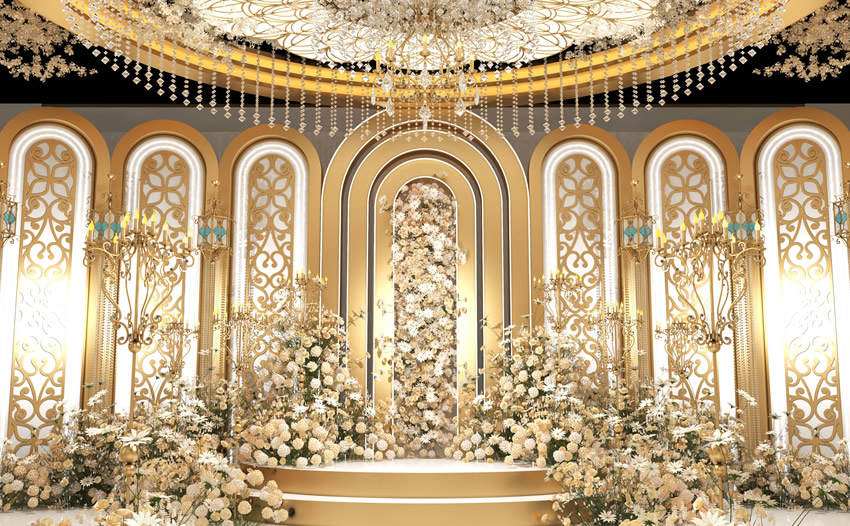 巴中香槟色调婚礼堂效果展示
